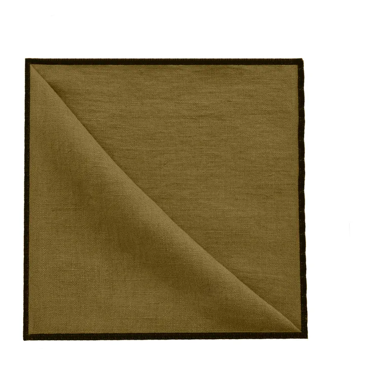 Serviette de table en lin lavé-surfilée - Set de 4 | Bronze- Image produit n°0