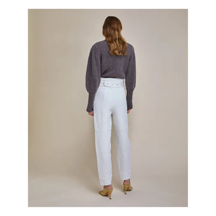 Paperbag Nadua Cotton and Linen Trousers  | Ecru- Product image n°4