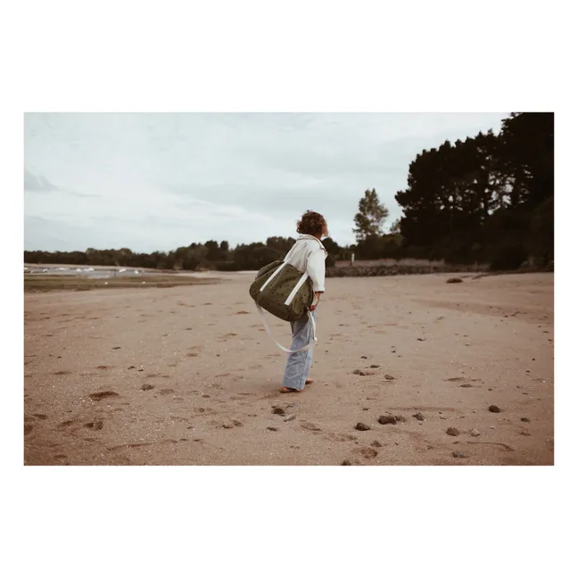 Sac à langer Raphaël imprimé cœurs | Vert kaki