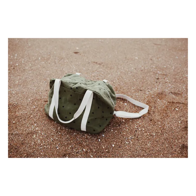 Sac à langer Raphaël imprimé cœurs | Vert kaki