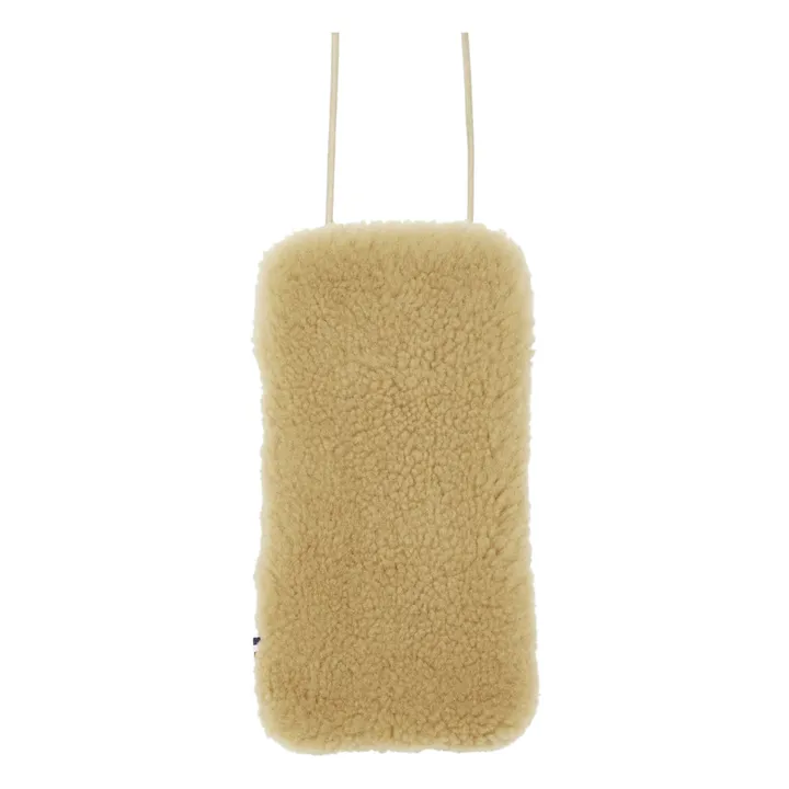 Funda iPhone de piel y lana de merino | Camel- Imagen del producto n°1