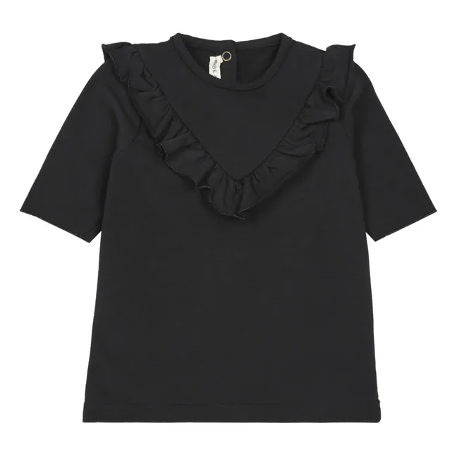 Robe Molleton Volants | Noir