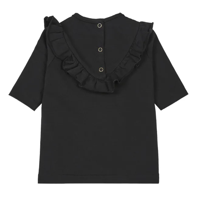 Robe Molleton Volants | Noir