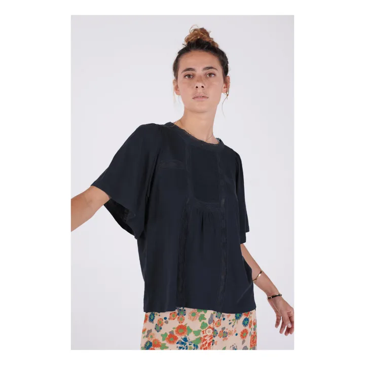 T-shirt Drewis Jersey Flammé Coton | Noir- Image produit n°1