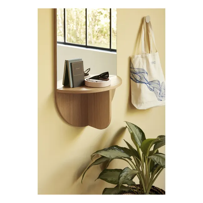 Grand miroir avec étagère en chêne FSC