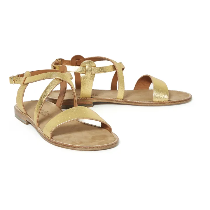 Beryl Metallic Leather Sandals | Gold- Product image n°1
