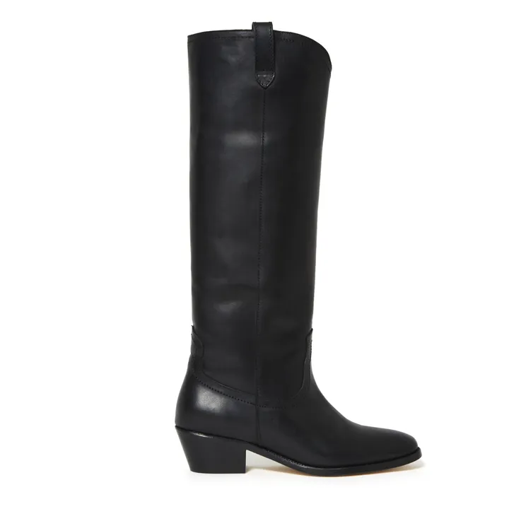 Vanessa Bruno Santiag Vegetable-Tanned Leather Boots Black