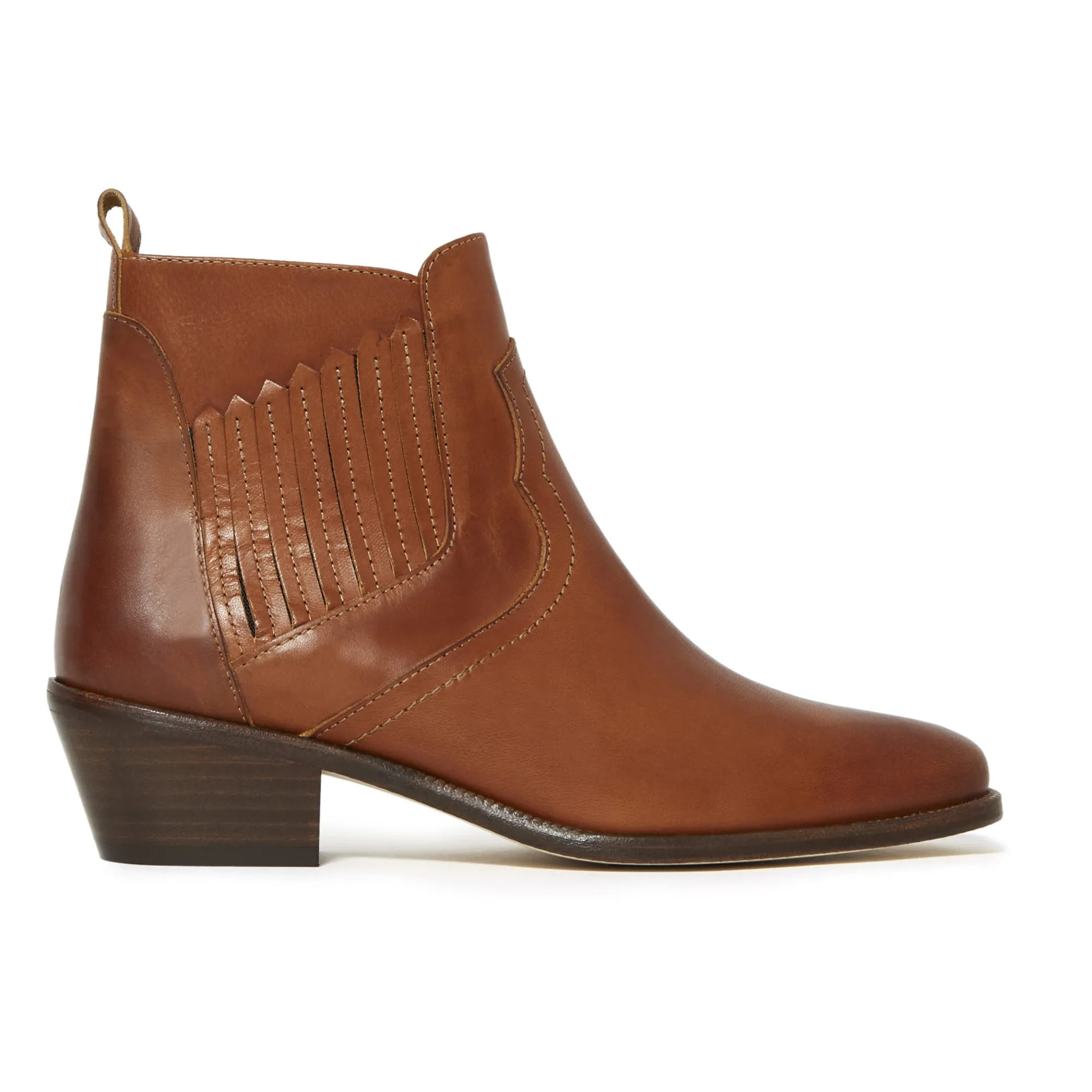Vanessa Bruno Santiag Vegetable-Tanned Leather Ankle Boots