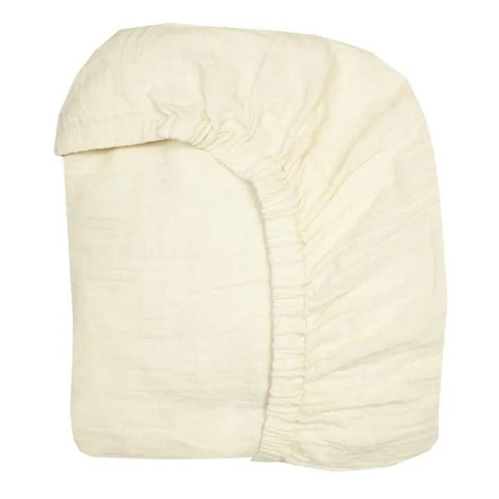 Sábana bajera de gasa de algodón | Blanco Roto- Imagen del producto n°0