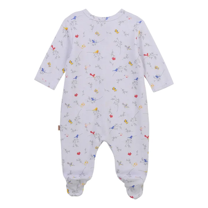 Pijama con pies algodón orgánico Pájaros | Crudo- Imagen del producto n°1
