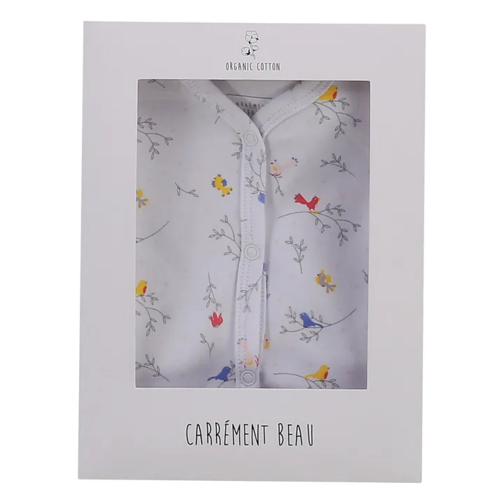 Pijama con pies algodón orgánico Pájaros | Crudo- Imagen del producto n°2
