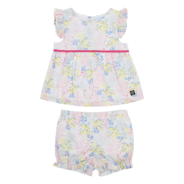 Floral Blouse + Bloomers  | Pale pink- Product image n°0