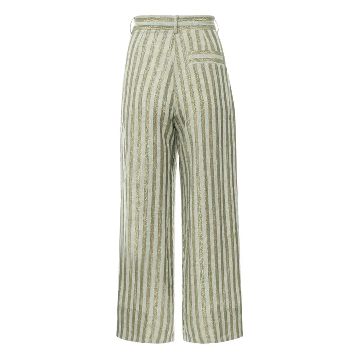 Chamois Linen Striped Lurex Trousers  | Grey- Product image n°4