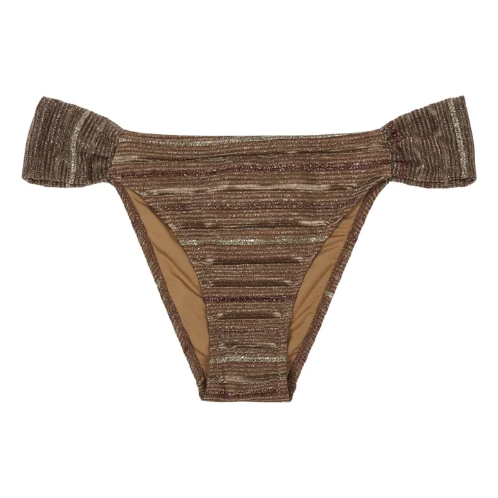 Braguita de bikini Sabaudia a rayas de lúrex | Bronce- Imagen del producto n°0