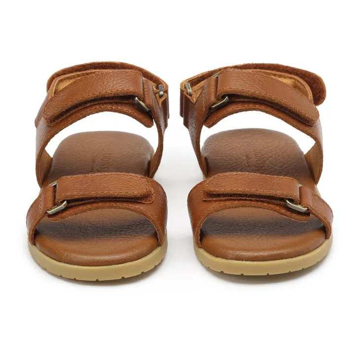 Sandalias de piel Topo con velcros  | Coñac- Imagen del producto n°3