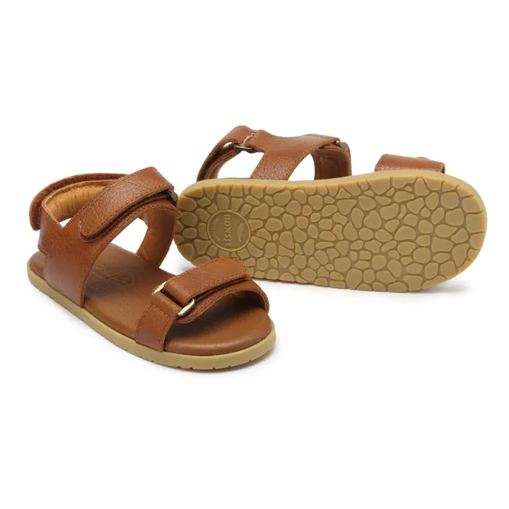 Sandalias de piel Topo con velcros  | Coñac- Imagen del producto n°5