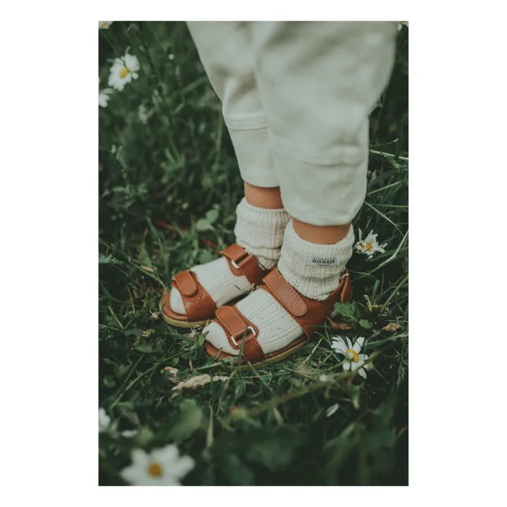 Sandalias de piel Topo con velcros  | Coñac- Imagen del producto n°1