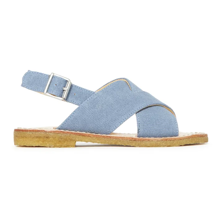 Crossed Vegan Canvas Sandals | Denim blue- Product image n°0