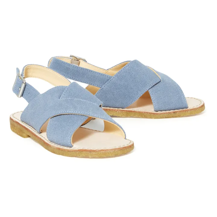 Crossed Vegan Canvas Sandals | Denim blue- Product image n°1