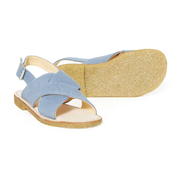 Crossed Vegan Canvas Sandals | Denim blue- Product image n°2