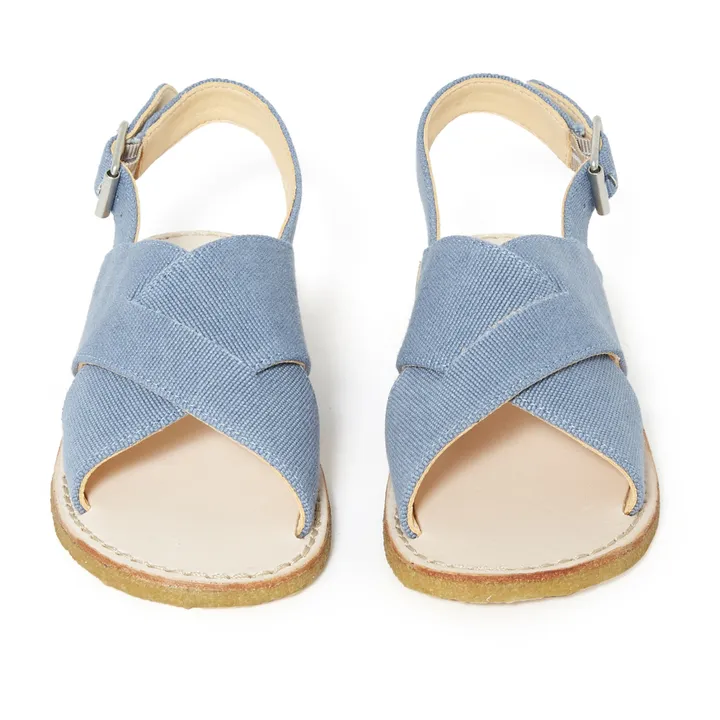 Crossed Vegan Canvas Sandals | Denim blue- Product image n°3