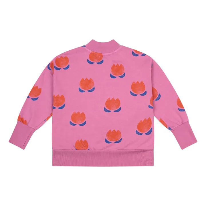 Suéter con cremallera algodón orgánico Tulipanes | Rosa- Imagen del producto n°5