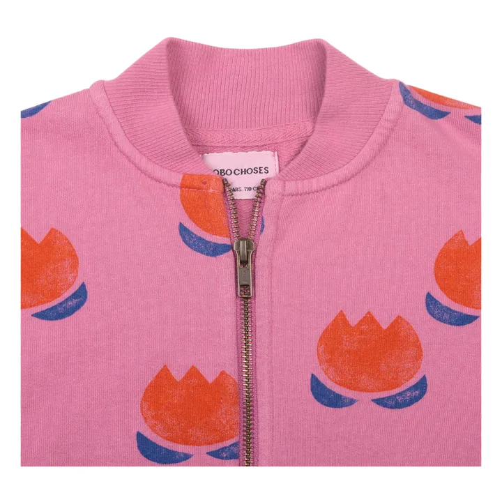 Suéter con cremallera algodón orgánico Tulipanes | Rosa- Imagen del producto n°4