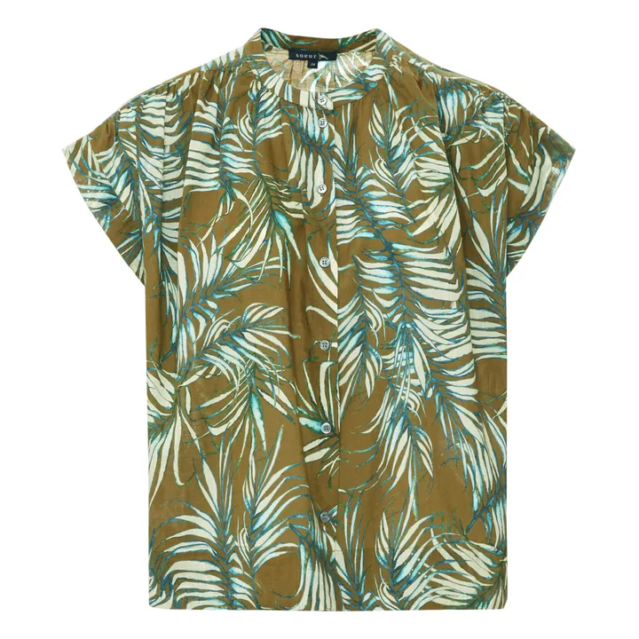 Top Mirmande Palmes Fileté de Coton | Vert- Image produit n°0