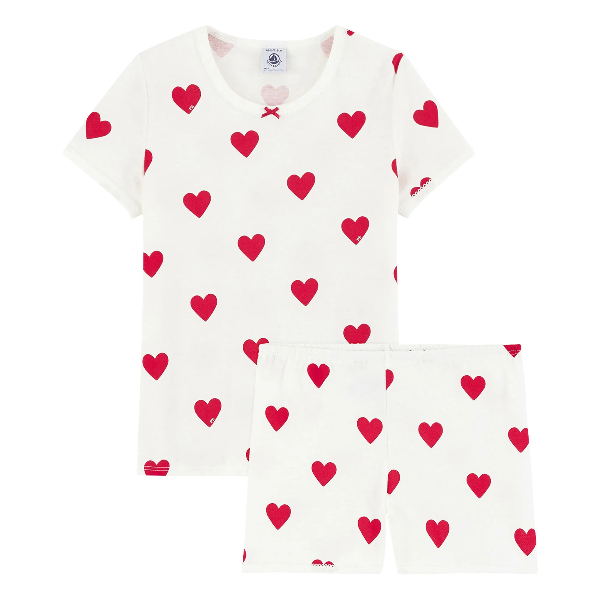 Petit Bateau White Mid-Length Organic Cotton Pyjamas