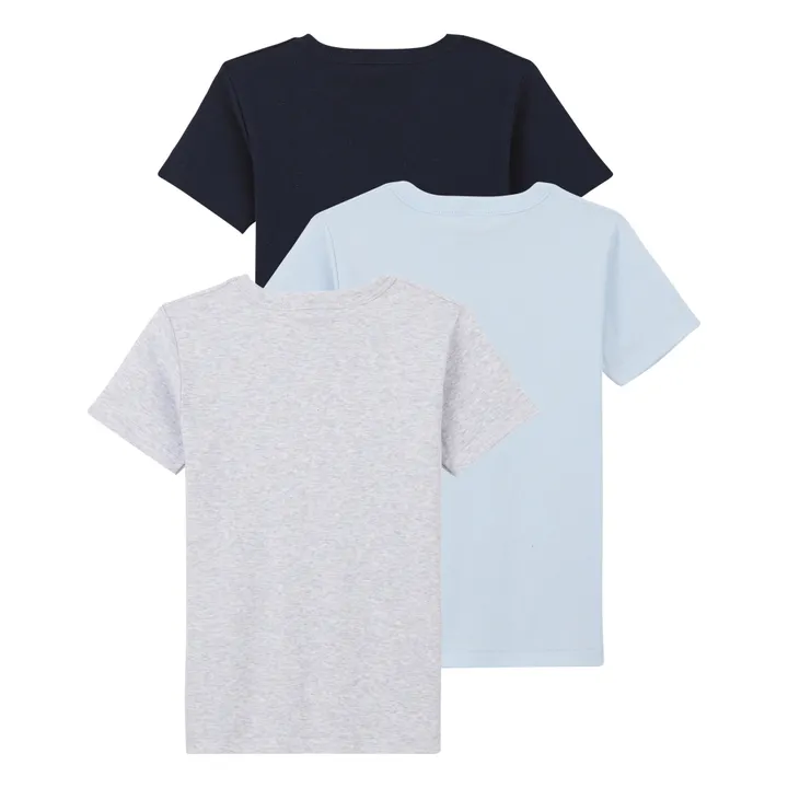 Set de 3 Camisetas Lisas Heritage algodón orgánico | Azul Marino- Imagen del producto n°0