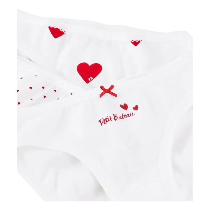 Set of 3 Organic Cotton Heart Briefs  | White- Product image n°1