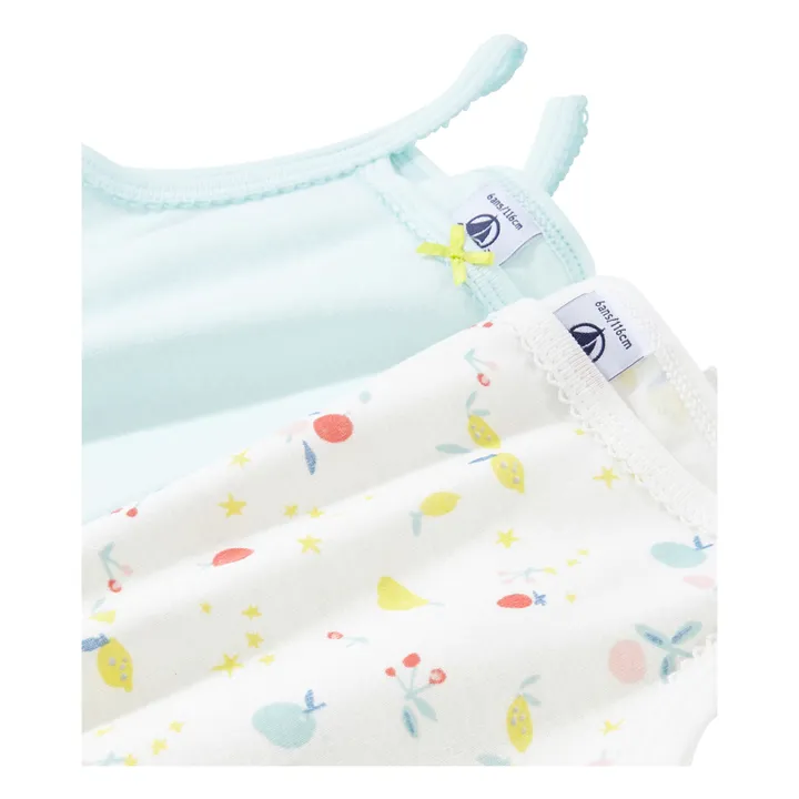 Set de 2 Camiseta de asas con tirantes Spring Fruits algodón orgánico | Azul- Imagen del producto n°1