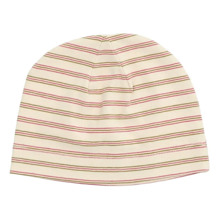 Mymf Organic Cotton Striped Bonnet  | Pale pink- Product image n°0