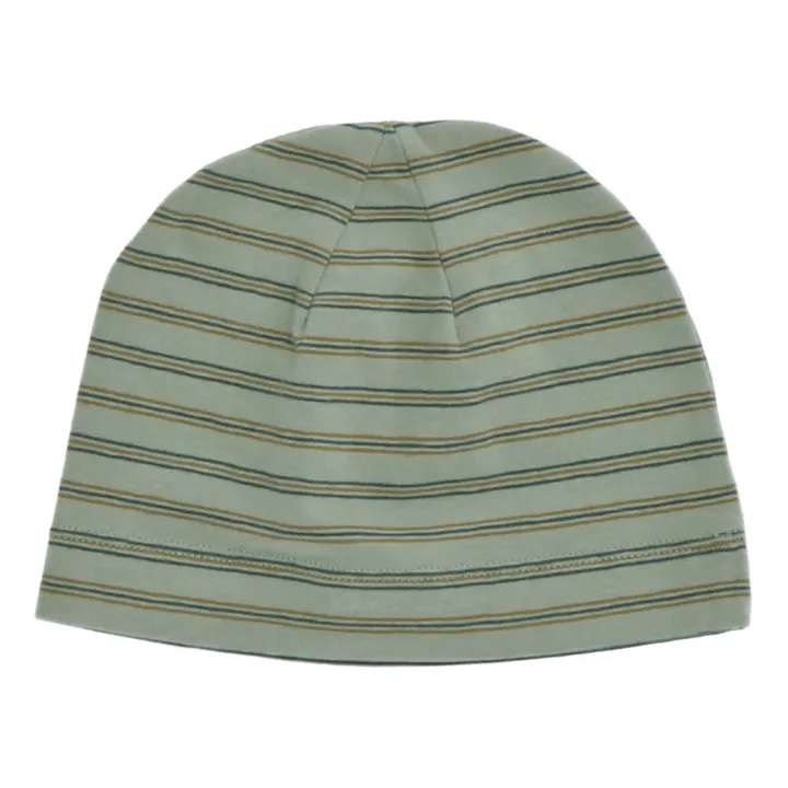 Mymf Organic Cotton Striped Bonnet  | Grey blue- Product image n°0