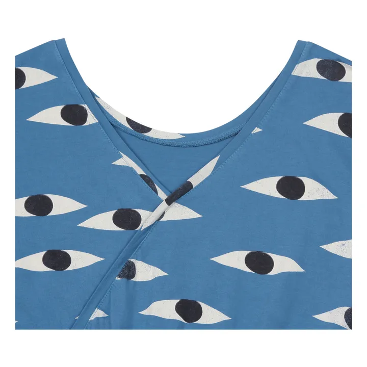 Vestido Eyes algodón orgánico - Colección Mujer  | Azul- Imagen del producto n°5