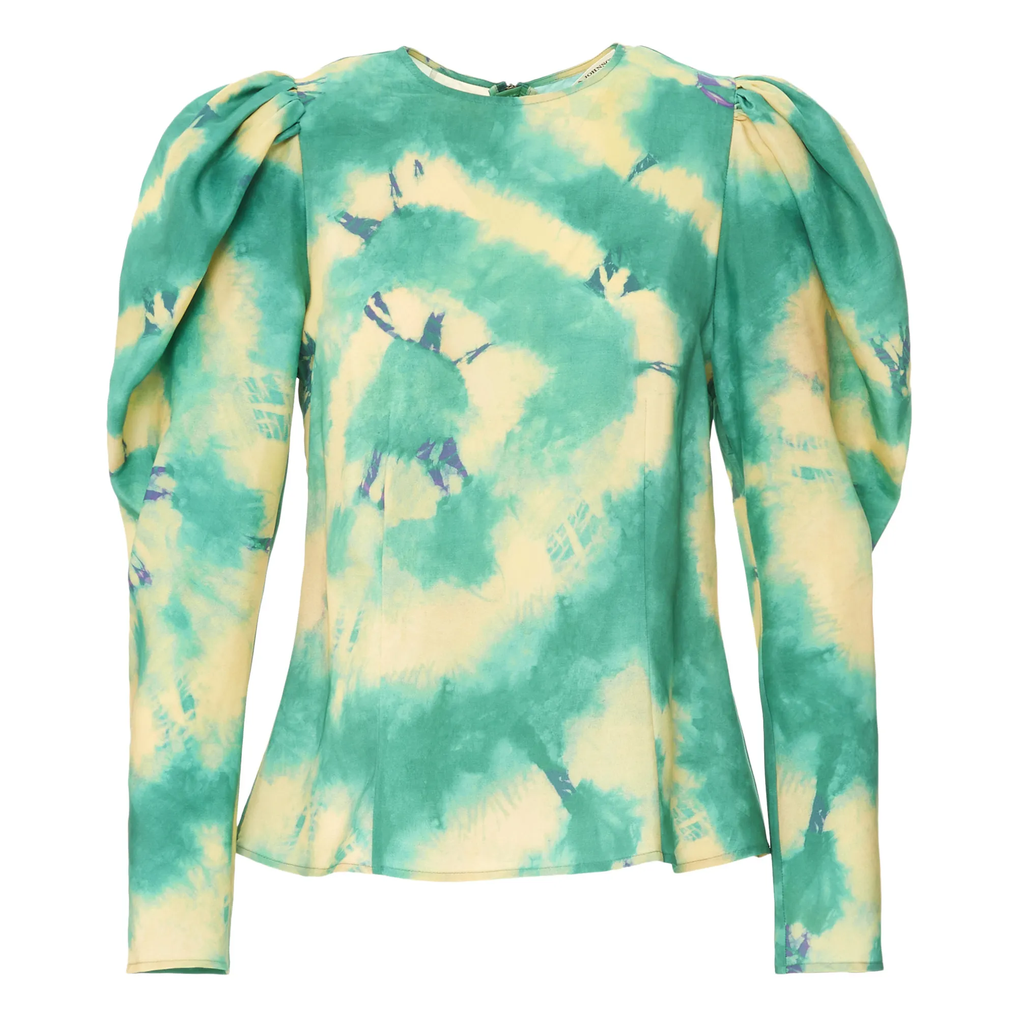 Ulla Johnson Green Ora Silk Tie Dye Blouse