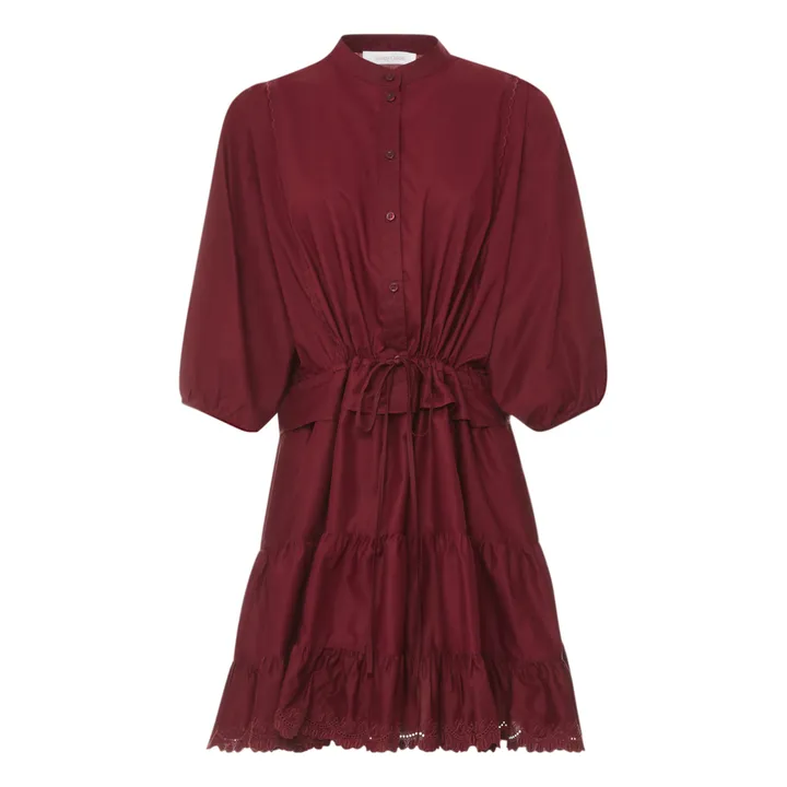 Kleid mit Rüschen | Burgunderrot- Produktbild Nr. 0