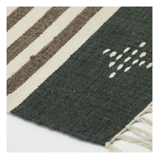 Alfombra Cros de lana y algodón | Verde Kaki