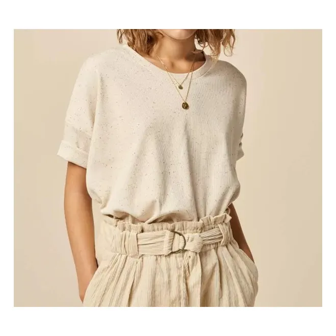 T-Shirt Oversize Moremi aus Leinen und Baumwolle | Sandfarben- Produktbild Nr. 1