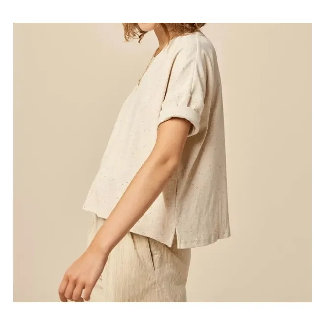 T-Shirt Oversize Moremi aus Leinen und Baumwolle | Sandfarben- Produktbild Nr. 2
