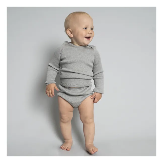 Bobbi Silk and Cotton High-waisted Briefs | Grey