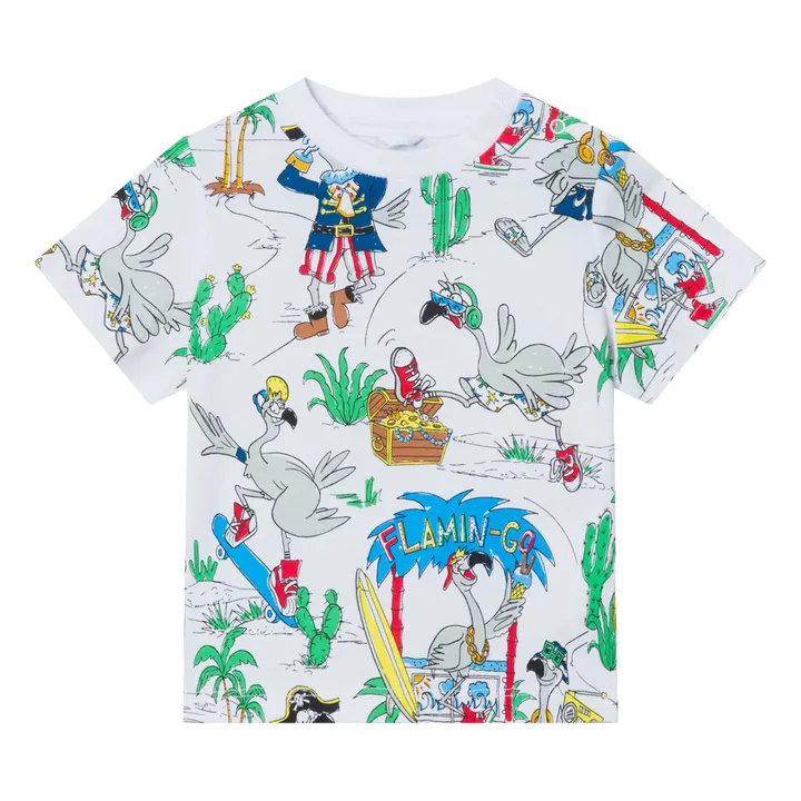 T-Shirt in cotone bio Flamingo | Bianco- Immagine del prodotto n°0