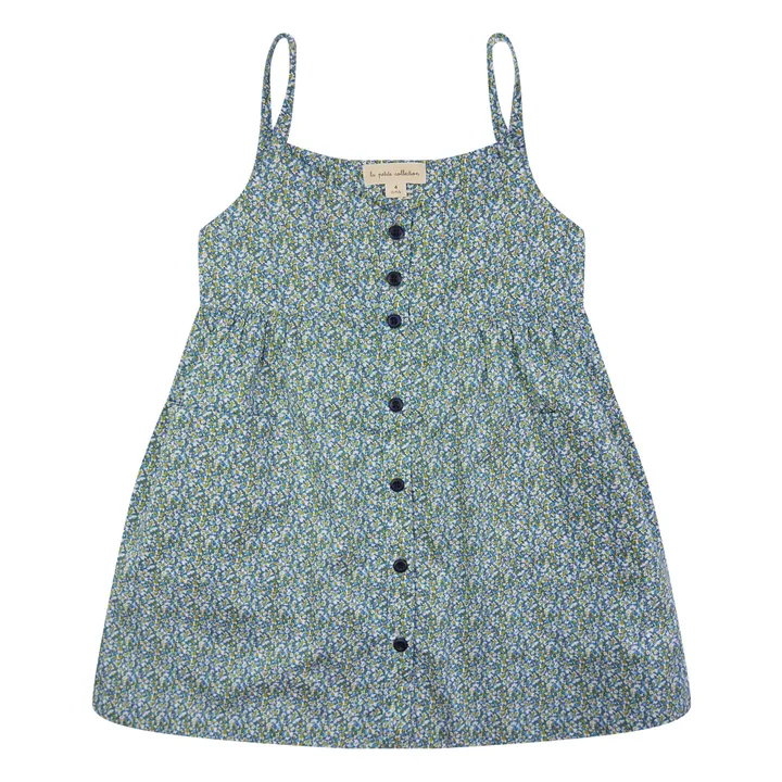 Buttoned Liberty Dress  | Blue Green- Product image n°0