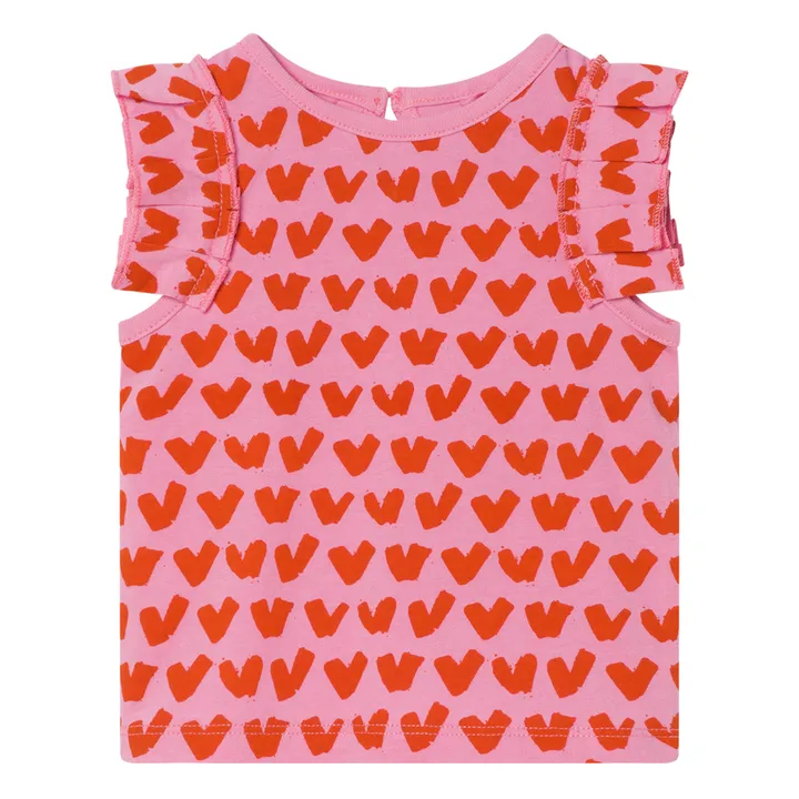 Organic Jersey Heart Baby Top  | Pink- Product image n°0