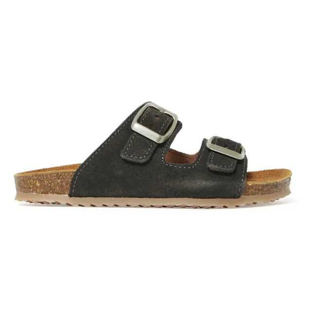 Two Con Me - Double Buckle Sandals | Charcoal grey