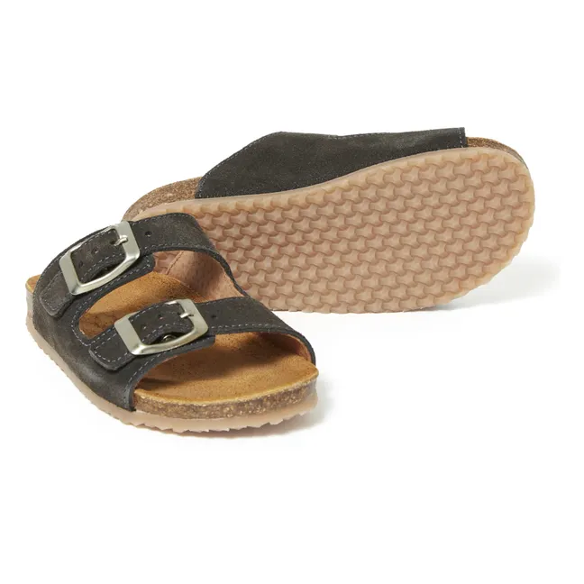 Two Con Me - Double Buckle Sandals | Charcoal grey