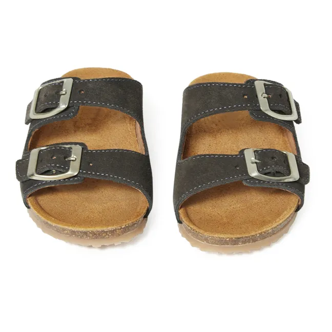 Two Con Me - Double Buckle Sandals | Charcoal grey
