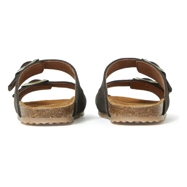 Two Con Me - Double Buckle Sandals | Charcoal grey