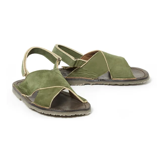 Sandali con strisce incrociate | Verde militare