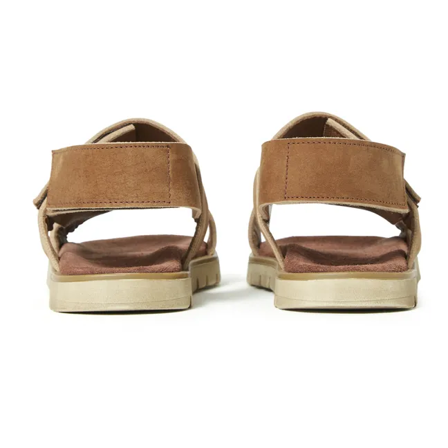 Velcro Sandals with Grooved Sole | Caramel